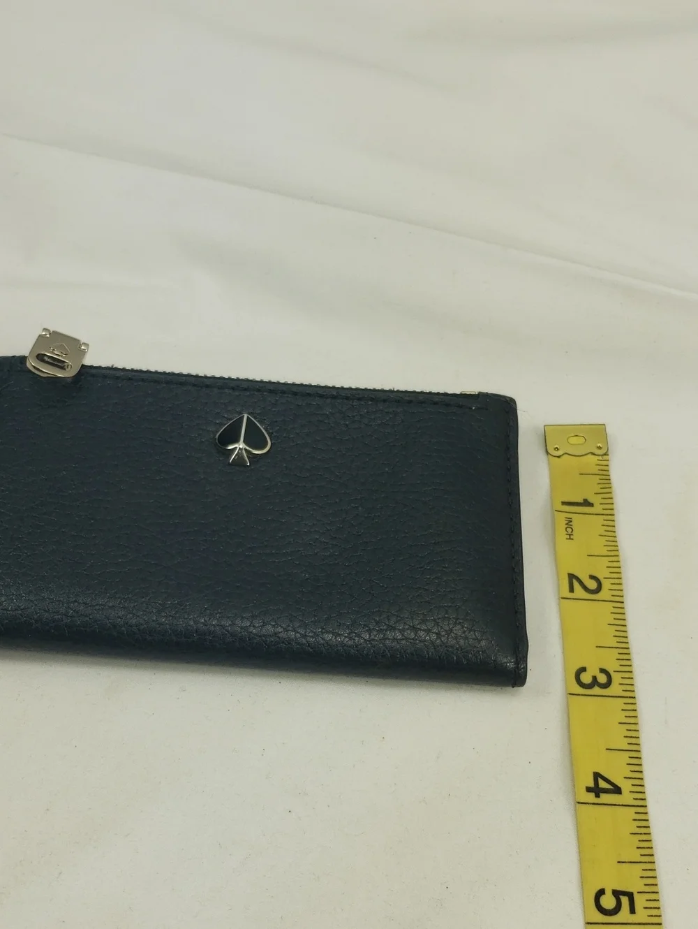 Kate Spade Black Pebbled Leather Zip Card Case Small Wallet